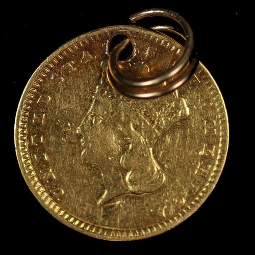 1857 Gold Liberty Head Dollar $1 Ex-Jewelry - Polished.