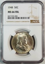 1948 Franklin Half Dollar NGC MS-66 FBL Full Bell Lines