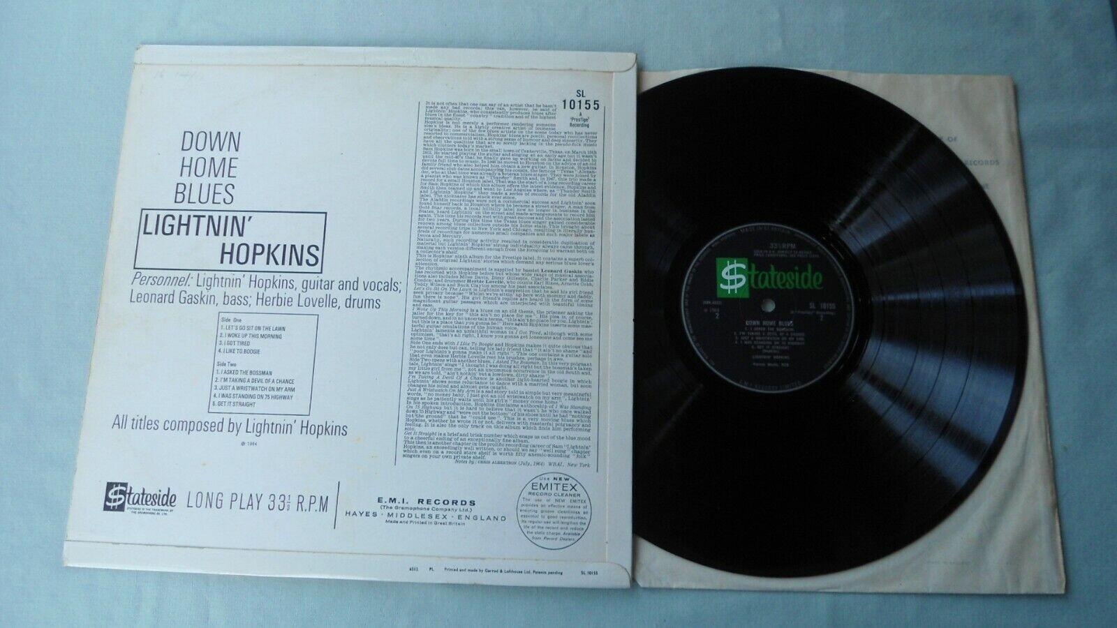 LIGHTNIN' HOPKINS LP DOWN HOME BLUES UK STATESIDE 1964 SL 10155 NICE COPY eBay