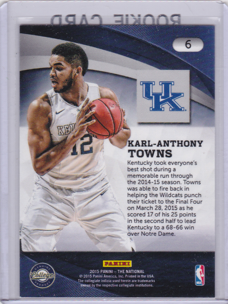 KARL-ANTHONY TOWNS 2015 National VIP ROOKIE CARD Kentucky Wildcats  Basketball RC - Main Image