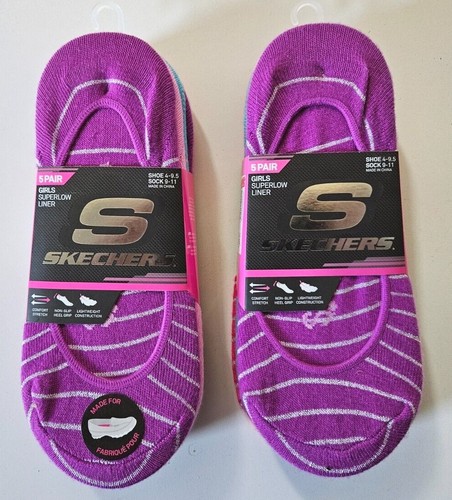 Skechers Girls Superlow Liner Socks 5 Pair 2 Pack NWT - Picture 2 of 14