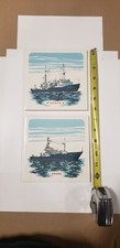 2 Wall Hanging Sea Vessels Ceramic Tiles 6x6 Inch