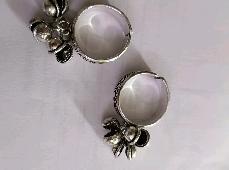 Par ajustable de anillos de punta de plata indios alemanes para mujer y niña Foto 3 de 4
