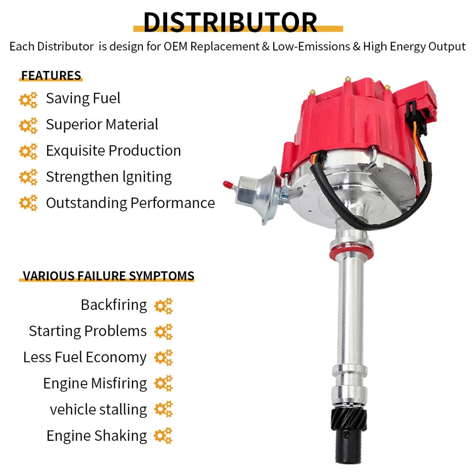 GM08 HEI Distributor & Wire & Spark Plug for Chevy 350 454 SBC BBC w/65K 9000RPM - Image 2 of 4