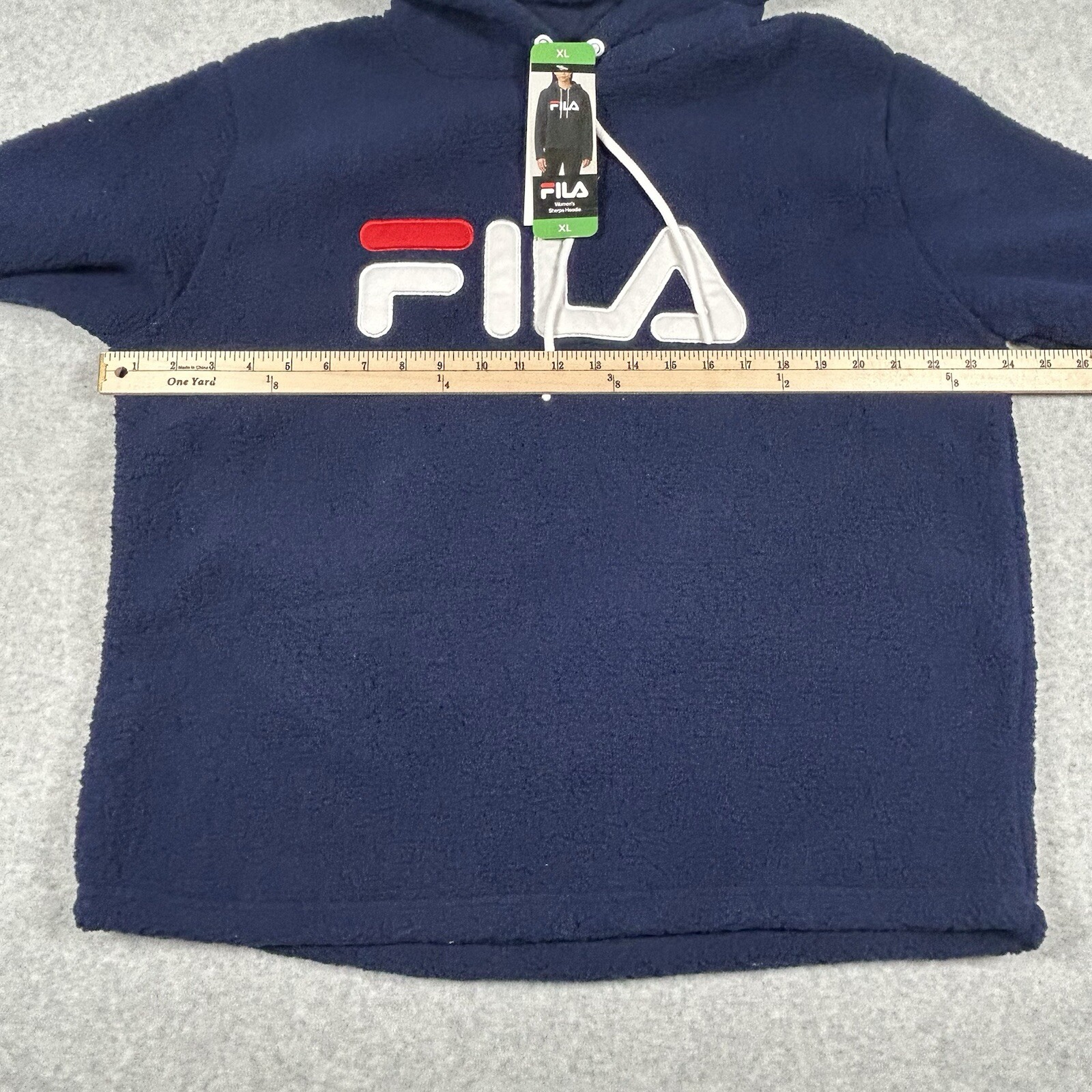 Felpa con cappuccio donna Fila Sherpa Caroline blu navy nuova con etichette taglia XL #1327484