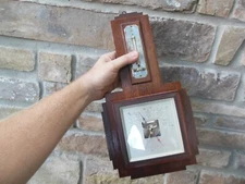Antique English Made in England Aneroid Wood Cased Barometer Mission Style