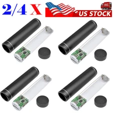 2/4Pcs 18650 Cylinder Power Bank Battery Shell With USB Charging Port Black