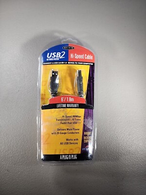 New BELKIN Printer Cable USB 2 High-Speed 2.0 Cable 6 FOOT USB A Plug to B Plug