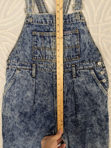 Vtg 80s Palmettos Bib Overalls Size M Blue Acid Wash Pleated Taper Cottagecore - Picture 10 of 16
