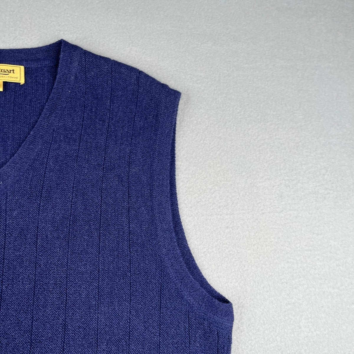 Paul Stuart Sweater Vest Mens Medium Navy Blue Knit V-Neck