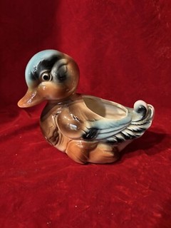 Vintage Duck Planter Brown and Blue