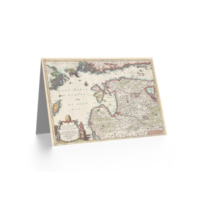 Wee Blue Coo Grußkarte 'Travel Map Livonia Courland Finland Estonia Latvia' – 12,5 X 17,5 Cm Mit Umschlag