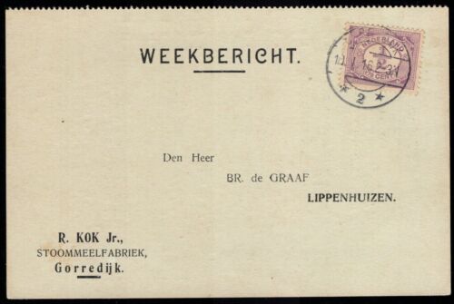 Postkarte Niederlande, 1916. Gorredijk nach Lippenhuizen. Stoommeelfabriek, Gorredi - Bild 1 von 2