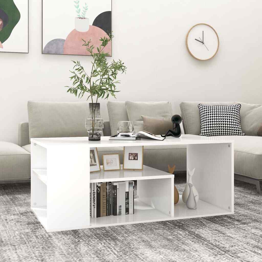 Vidaxl Coffee Table White Engineered Wood Home End Side Center Accent Table - Image 2