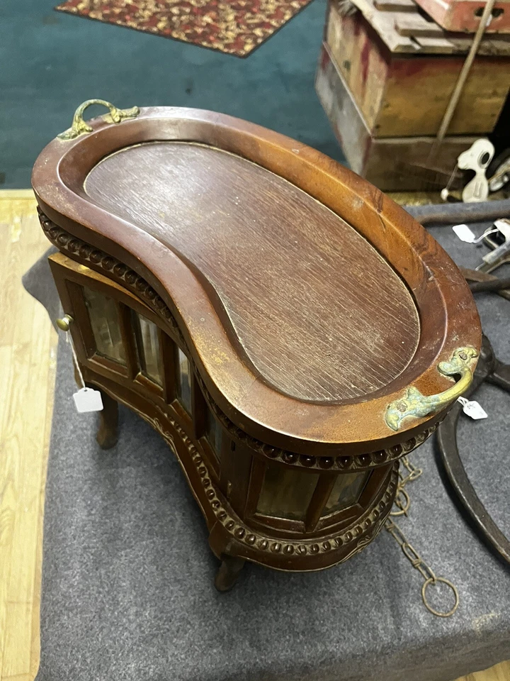 RARA MESA DE CURIOSIDADES ANTIGUA SALEMAN MUESTRA BANDEJA DE VIDRIO BISELADO CIRCA 1900 Foto 3 de 4