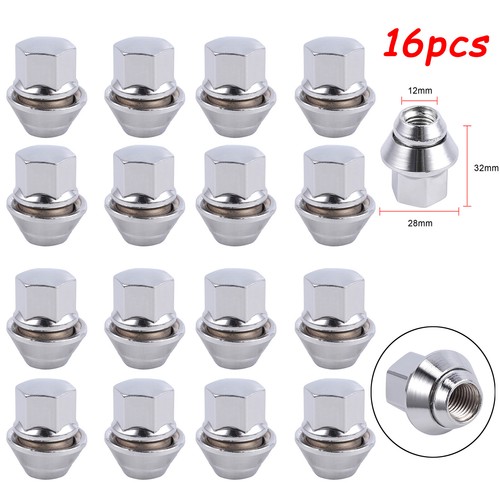 16Pcs Alloy Wheel Nuts Lugs M12x1.5 For Ford Fiesta Focus Chrome 19MM