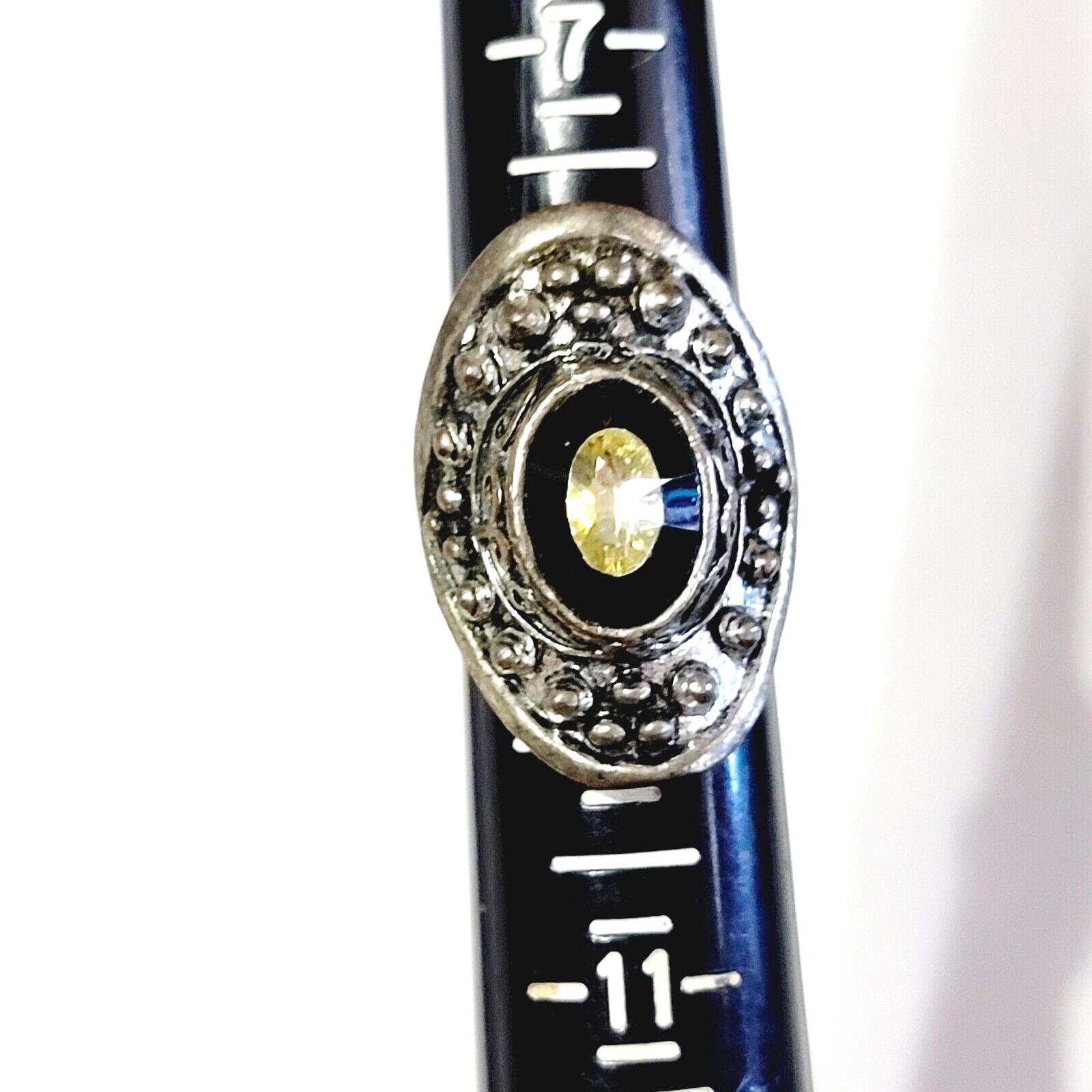 Adjustable Statement Ring, Black Silver Yellow, T… - image 4