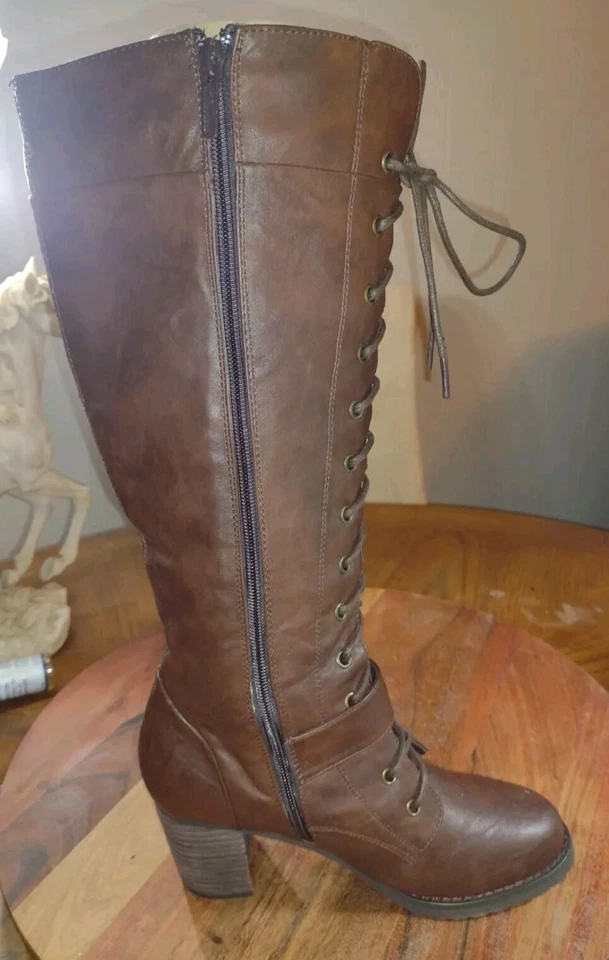 Wanted Ladies Pillar Brown Zip-Up Knee High Riding Boot Women Size 8M New -ShB2A - Image 3 of 4