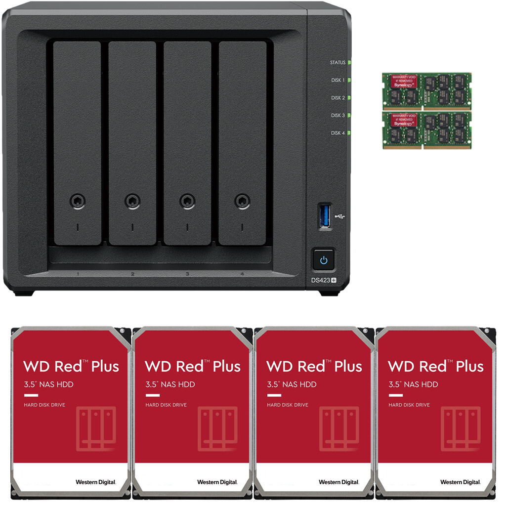 Synology DS423+ 4-Bay NAS 6GB RAM 12TB (4x3TB) of WD Red