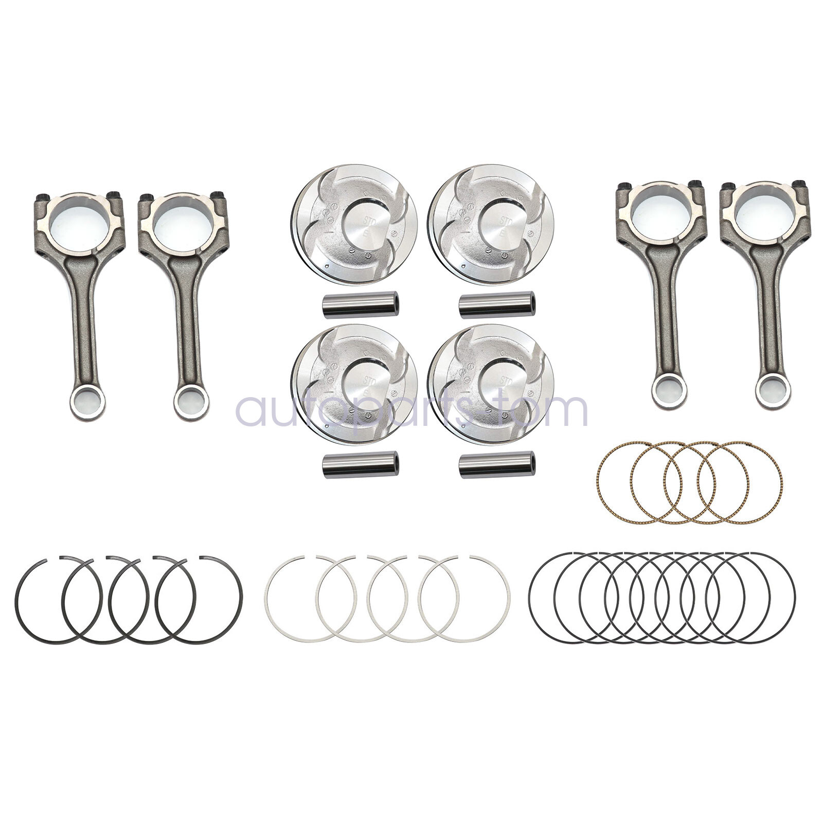 Connecting Rod & Pistons & Rings Kit For Hyundai Kia Accent Rio 1.6L