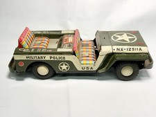 Asahi Toy Military Police Jeep Tin Green - Good Shape / No Windshield