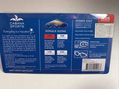 Cabana Sports Kids Silicone Beginner Googles Hydrokids 2 Pk Blue - Picture 4 of 5