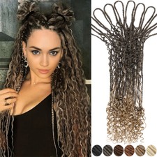Brown Wool Dreadlocks Double Ended Dreads Extensions 22" Folded Dreads Locs Wavy
