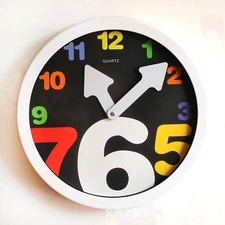 Modern Novelty Wall Clock with Colorful Oversized Numbers