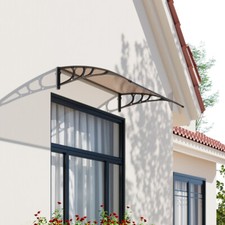 Curved Awning Porch Balcony Awning Window Roof Sheds Alloy+ABS Black/White