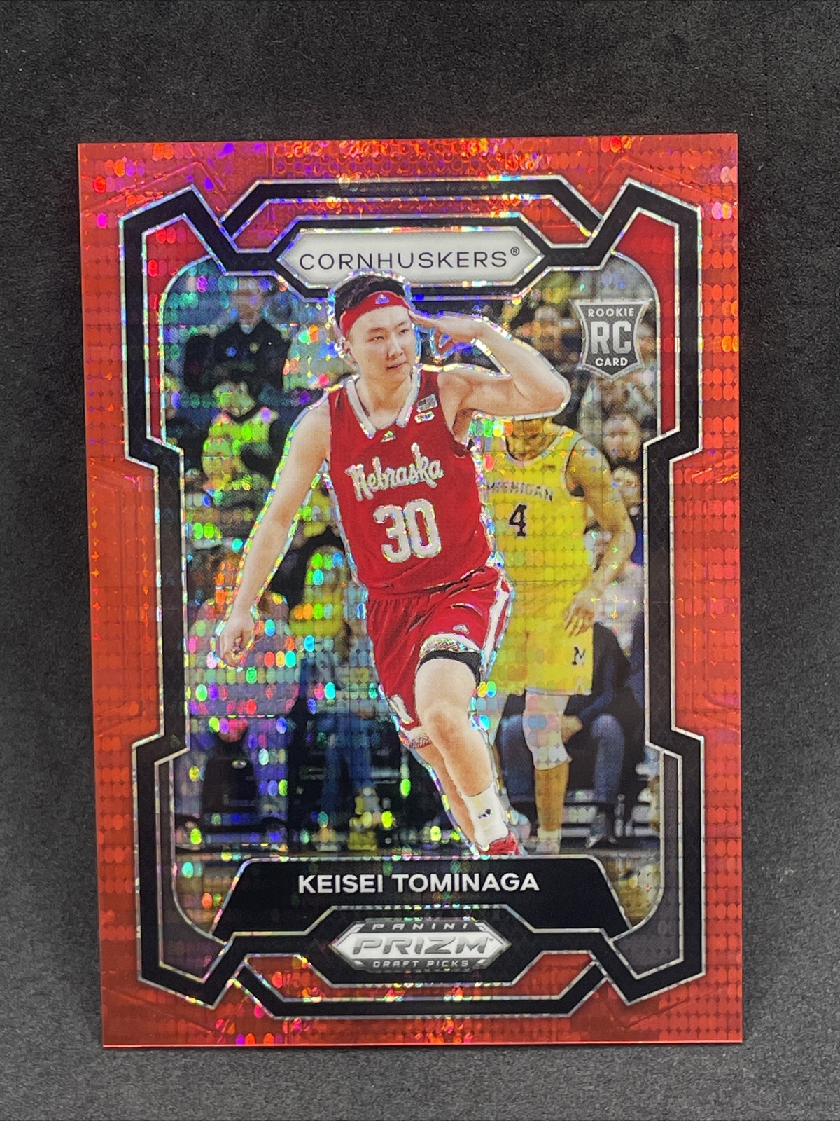 Keisei Tominaga 2024 Panini Prizm Draft Picks Red Pulsar /299 RC #26 Nebraska
