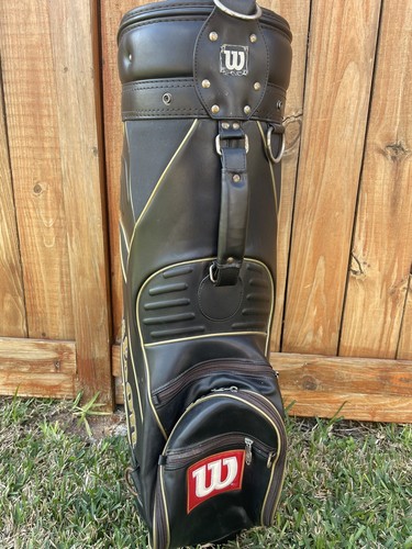 ⭐️Wilson Deep Red Staff Black leather Carry Golf Club Bag⭐️w/ Cover & Strap NICE - Picture 13 of 19
