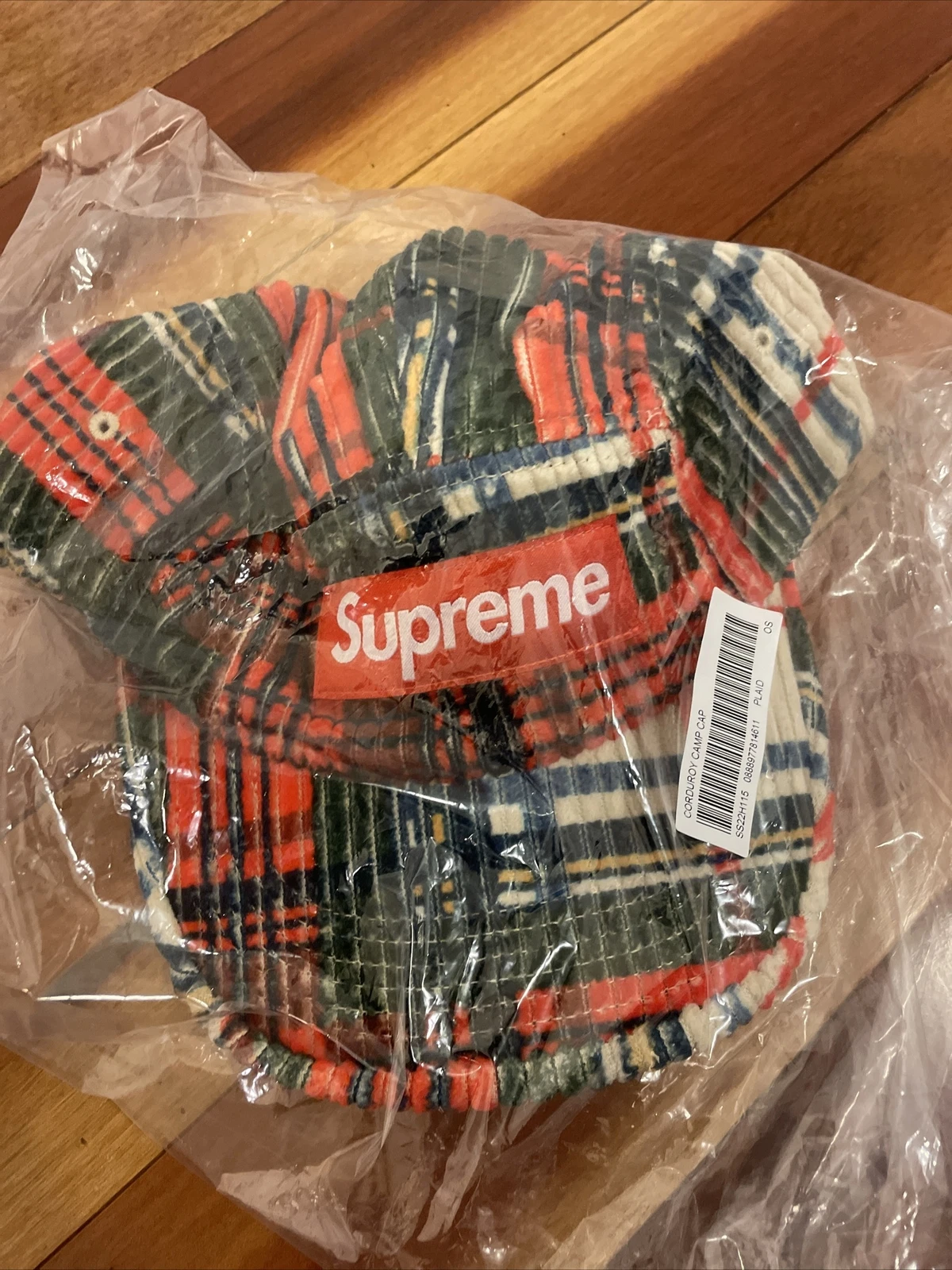 Neuf Supreme Corduroy Camp Cap Plaid SS22H115