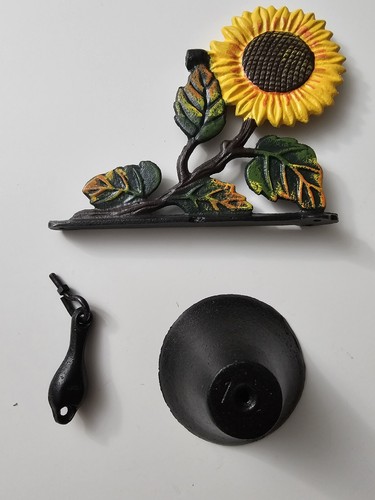 Heavy Duty Cast Iron Wall Bell - Decorative Hand-Painted Sunflower Hand Bell - M