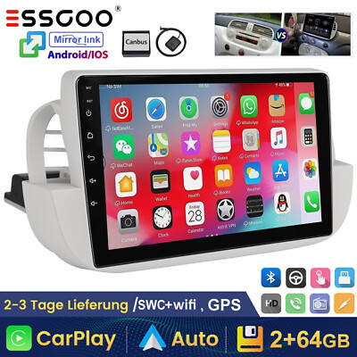 Autoradio GPS NAV Carplay Für Fiat 500 2007-2015 Funk Android 13 2+64G WIFI RDS