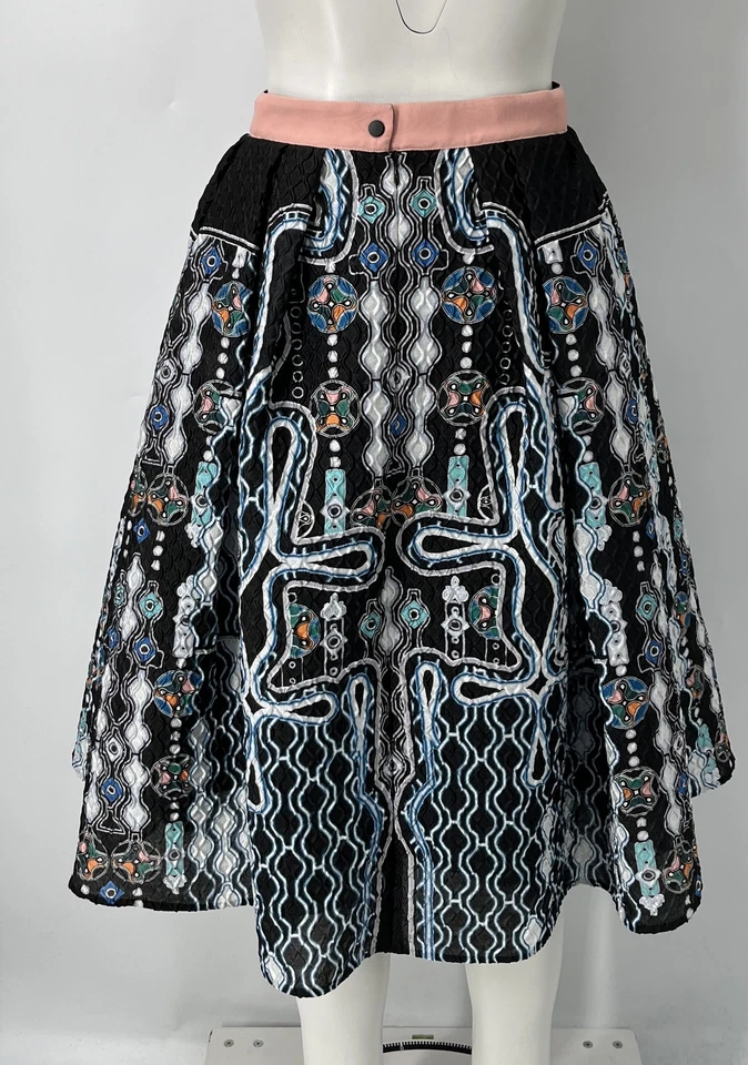 Peter Pilotto ALTERED Textured Abstract Print Multicolor Full Midi Skirt sz 8 - Image 3 of 4