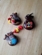 LOT OF 3 VINTAGE SPANISH CASTANETS FLAMENCO MADE OF WOOD