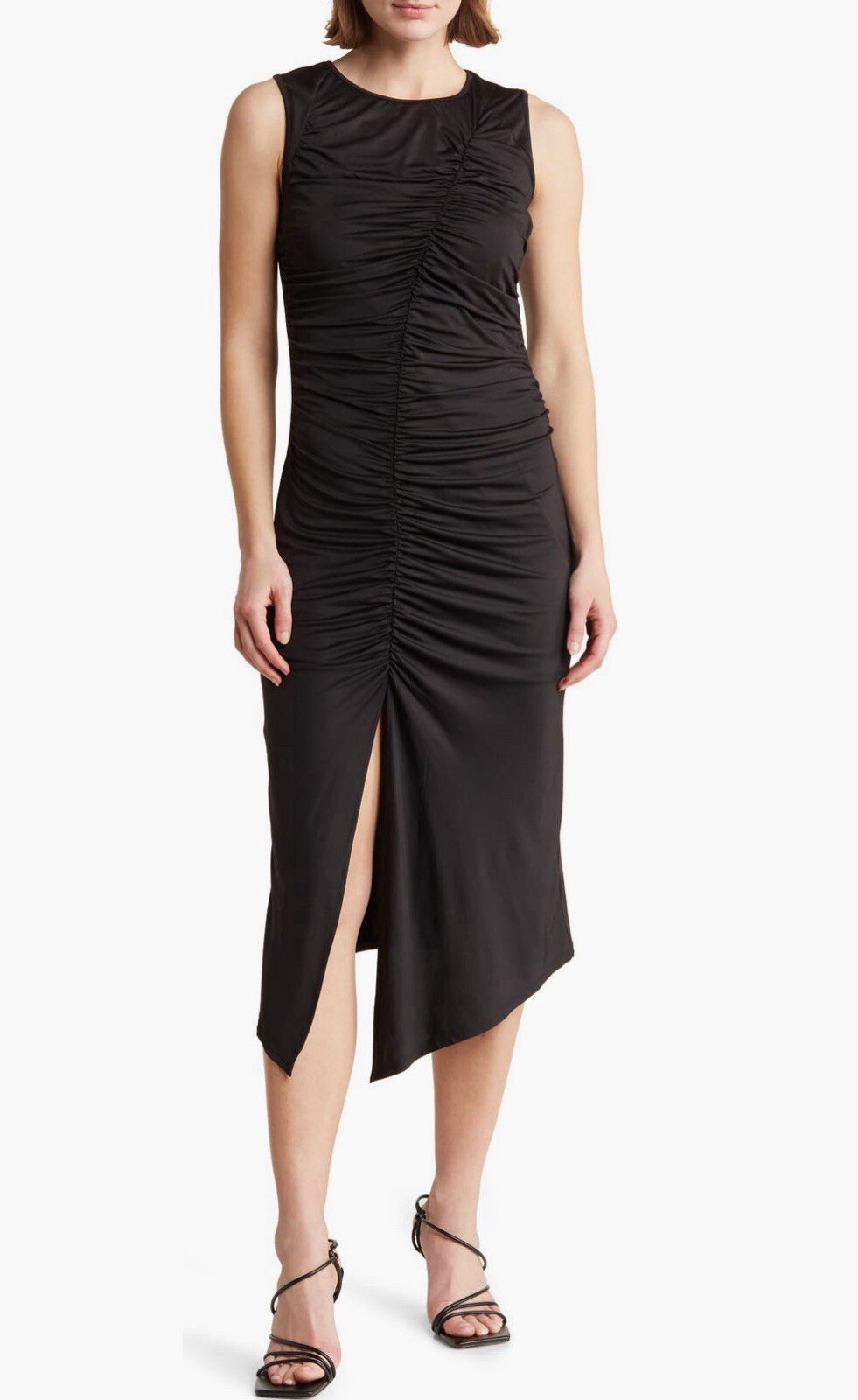 NORDSTROM Collective Concepts S SMALL Ruched Sleeveless black Body-Con Dress NWT