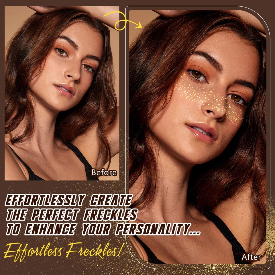 Glitter Freckles Face Tattoo - Gold - Glow Up Makeup Patches - Face Glitter Spec - Image 4 of 4