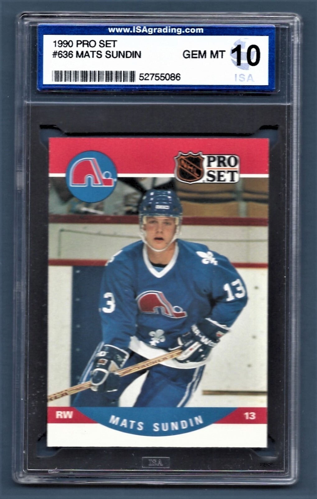 1990 Pro Set Mats Sundin Nordiques 636 Rookie ISA 10 52755086 (HOF