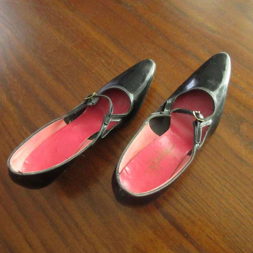 Zapatos de mujer vintage años 60 6,5 M NEGRO PATL PUNTY MOD PUNKY ARTE NEW WAVE FIESTA RAROS Foto 4 de 4