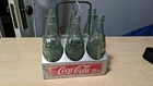 Vintage Coca-Cola Aluminum Metal 6-Pack Bottle Carrier  With 6 Vintage Bottles