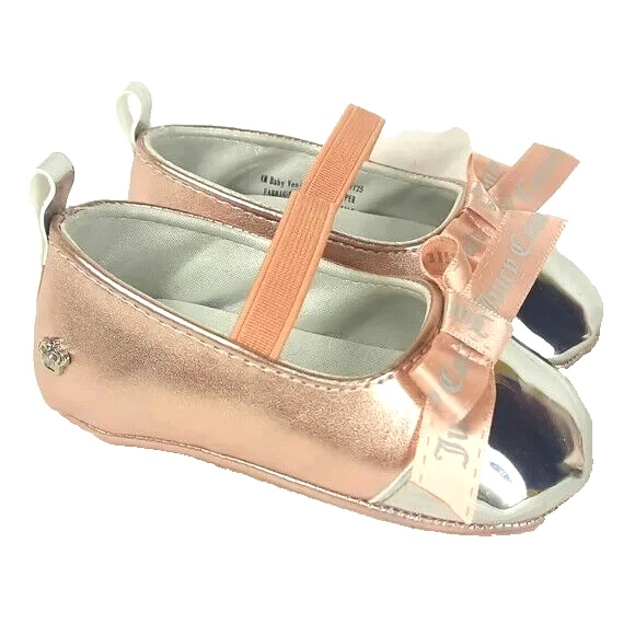 Juicy Couture Baby Venice Baby Shoes Size 4 Rose Gold Silver Metallic with Box - Image 2 of 4