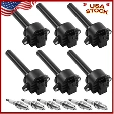 For 2000-2002 Isuzu Trooper 3.5L V6 6 Pack Ignition Coil & Spark Plug UF252 7090