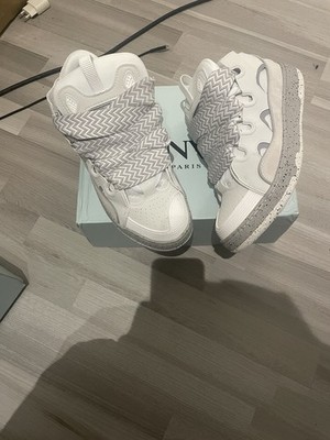 Lanvin Curb Sneaker, Weiß Grau, Größe 43