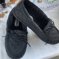 Minnetonka Size 7M Black Suede Leather Jr. Trapper Moccasins Slipper NEW No Box