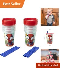 Colorful 10 Oz Spider-Man Sippy Cups with Snap-On Lids - Perfect for Travel