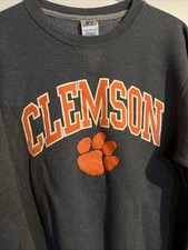 VINTAGE Clemson Tigers Sweatshirt Men  s Small Gray Orange Crewneck Russell Athle