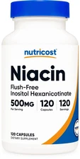 Nutricost Niacin (Flush-Free) Inositol Hexanicotinate 500mg, 120 Cap, Vitamin B3