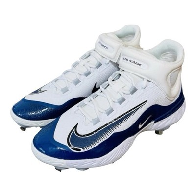 Sz 15 Nike Alpha Huarache Elite 4 Mid White Navy Mens Baseball Cleats FD2744-103