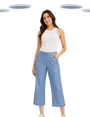 Ex Fat Face Damen leichte Chambray Cropped Wide-Leg Hose (leichter Defekt)